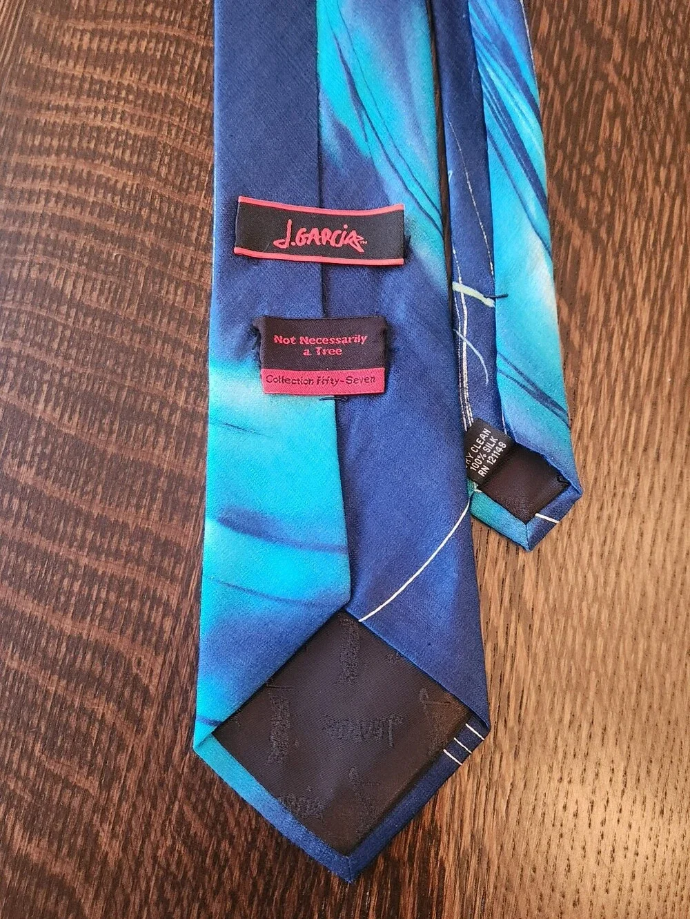 Vintage 🎩 Jerry Garcia 1990's Men's Necktie Blue Turquoise Silk EUC $24